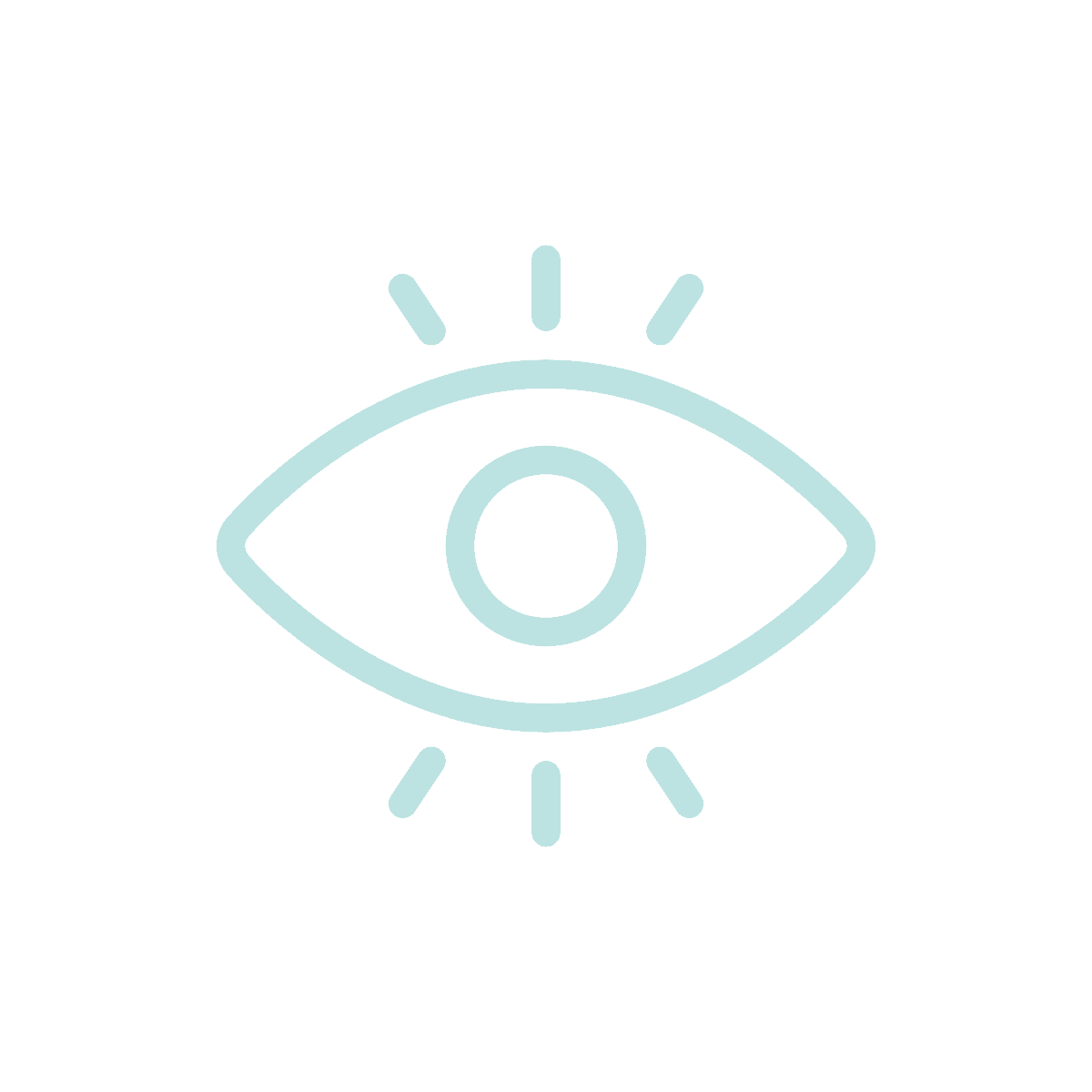 21b Consulting – An icon of a single eye with three lines radiating from the top and bottom, representing vision or visibility. The eye is depicted in a light blue color against a black background. 21b Consulting - An icon of a single eye with three lines radiating from the top and bottom, representing vision or visibility. The eye is depicted in a light blue color against a black background.