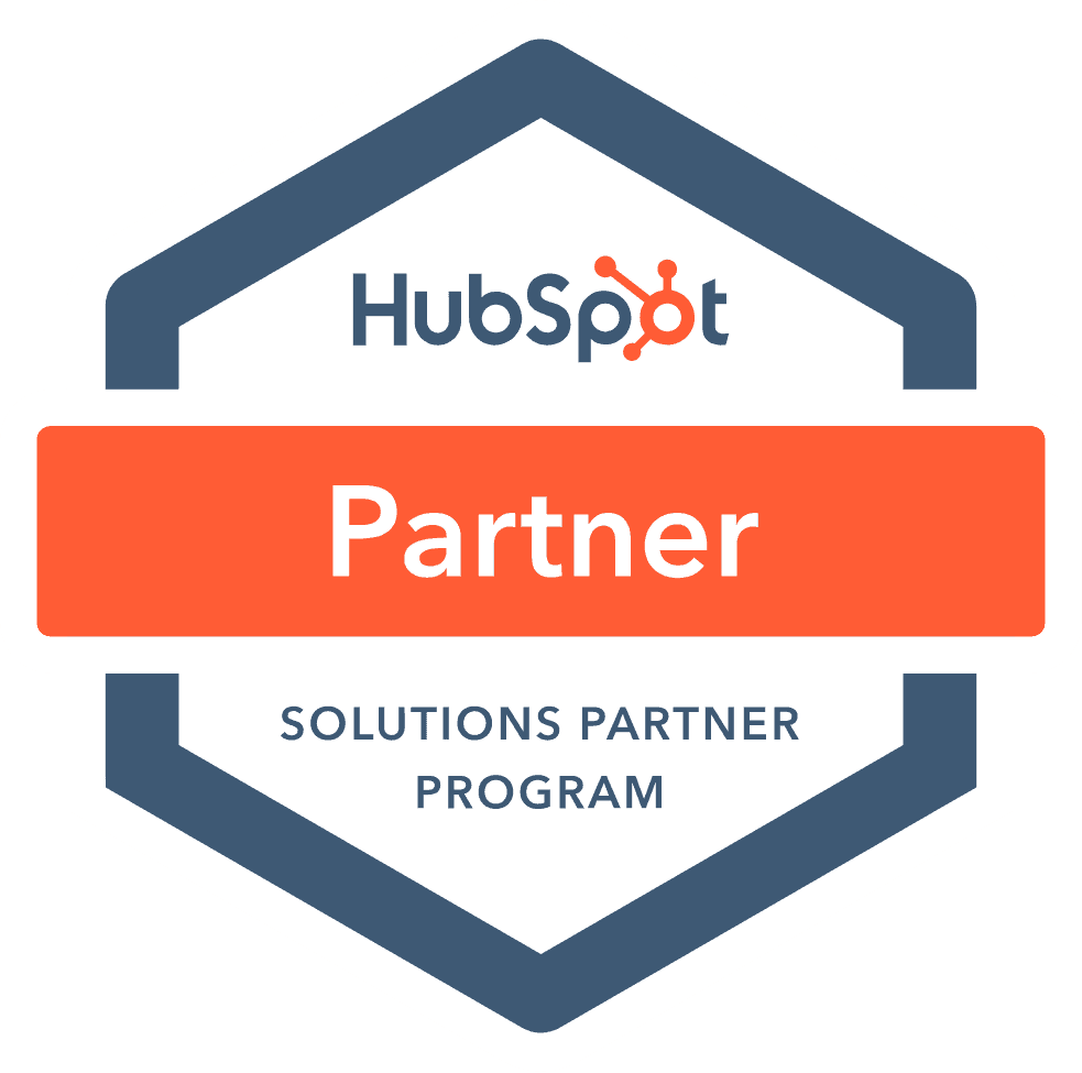 21b Consulting – A hexagonal badge with a blue border and orange inner band displays the text “HubSpot Partner” and “Solutions Partner Program.” The HubSpot logo, also in blue and orange, proudly sits above the text, denoting certified status. 21b Consulting - A hexagonal badge with a blue border and orange inner band displays the text "HubSpot Partner" and "Solutions Partner Program." The HubSpot logo, also in blue and orange, proudly sits above the text, denoting certified status.